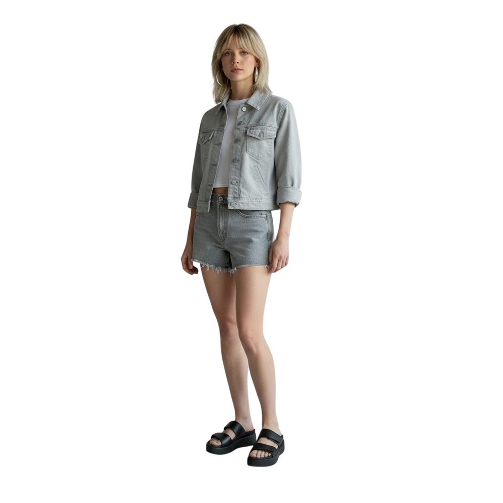 AG Evonne Trucker Jacket Earth Pigment Light Sterling Size Small Cropped Boxy‎